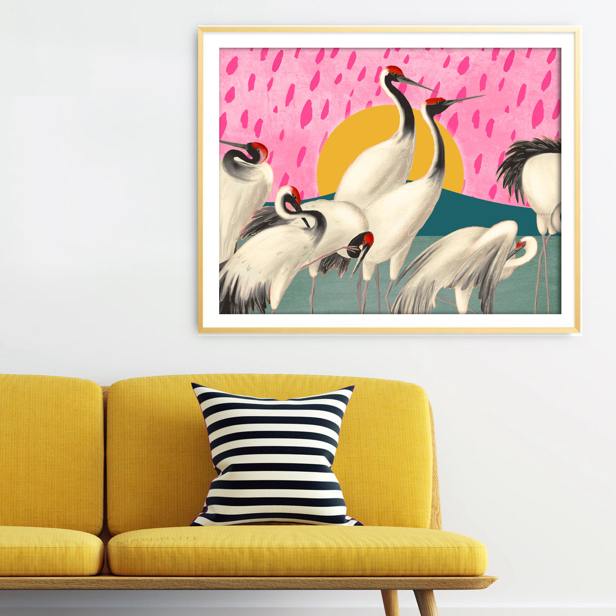 Sunset Cranes Maximalist Colorful Art Print – Paper House Print Shop