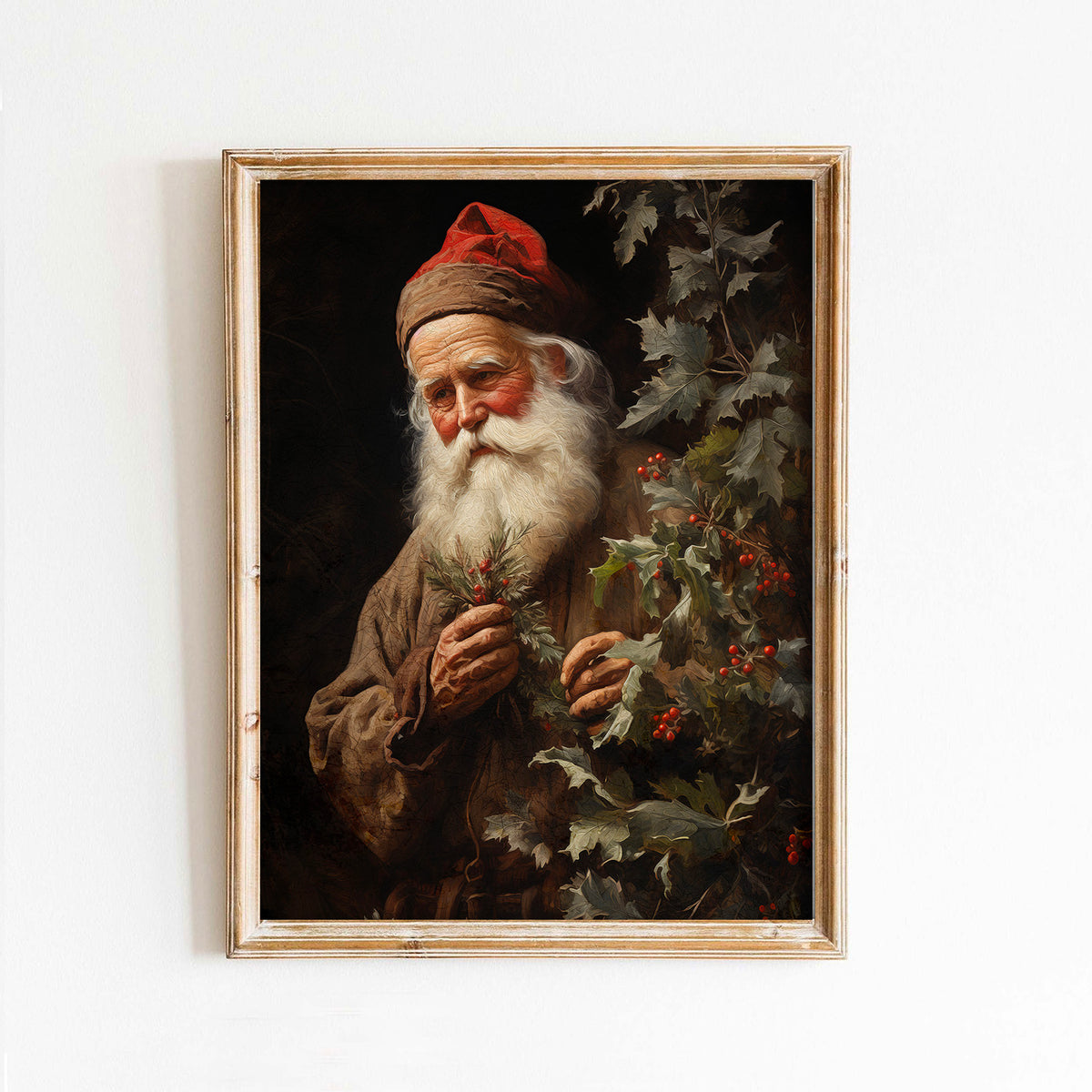 Victorian Santa with Holly Art Print – Paper House Print Shop