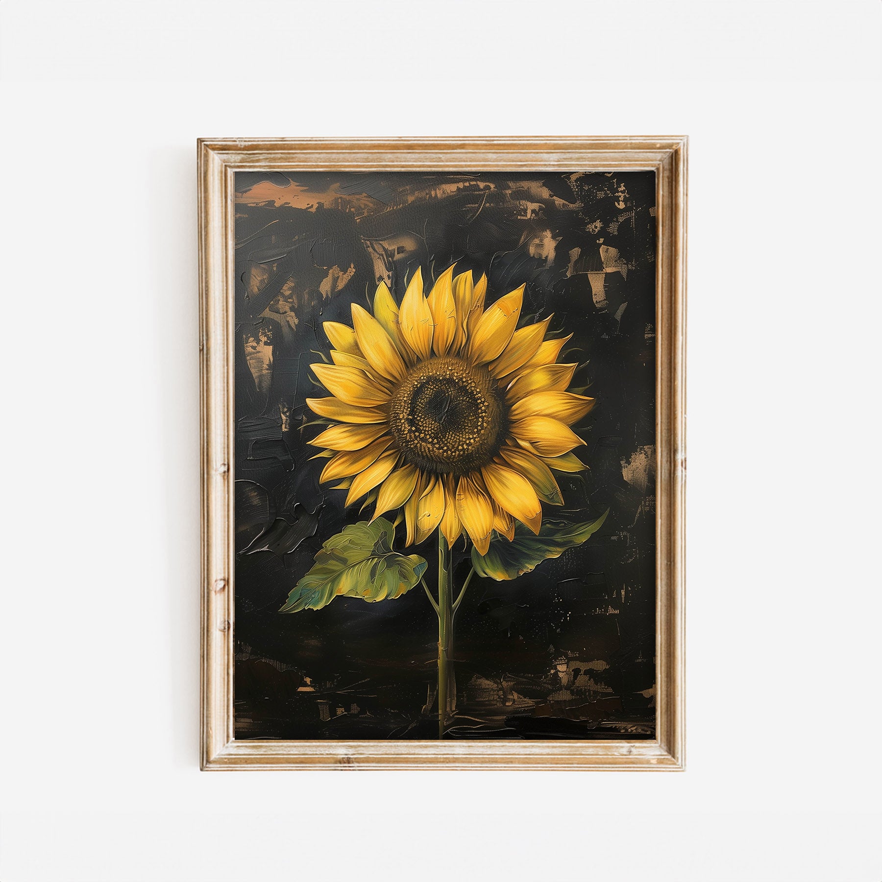 Single Sunflower on Distressed Background Art Print – Paper House Print ...