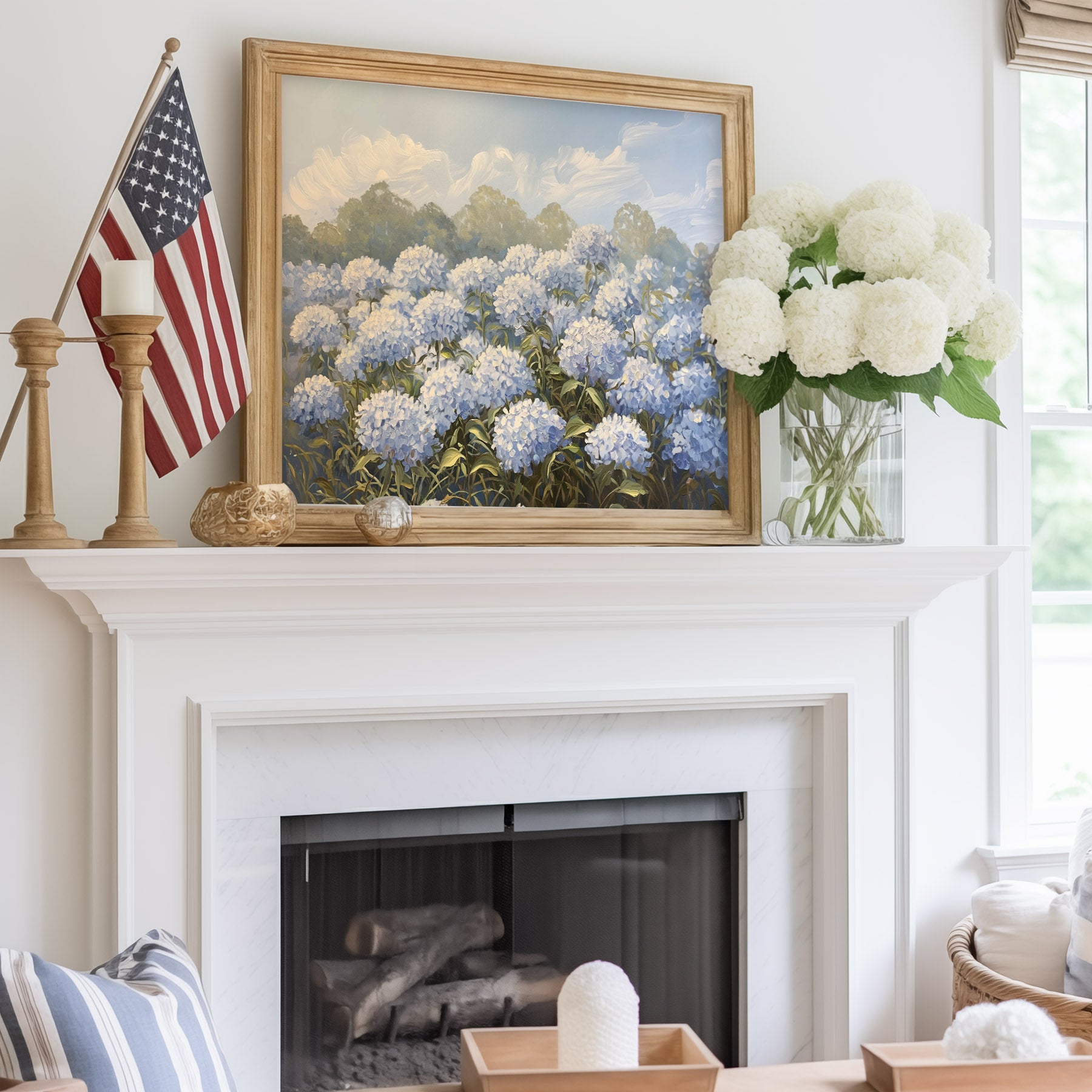 Blue Hydrangea Field Art Print – Paper House Print Shop