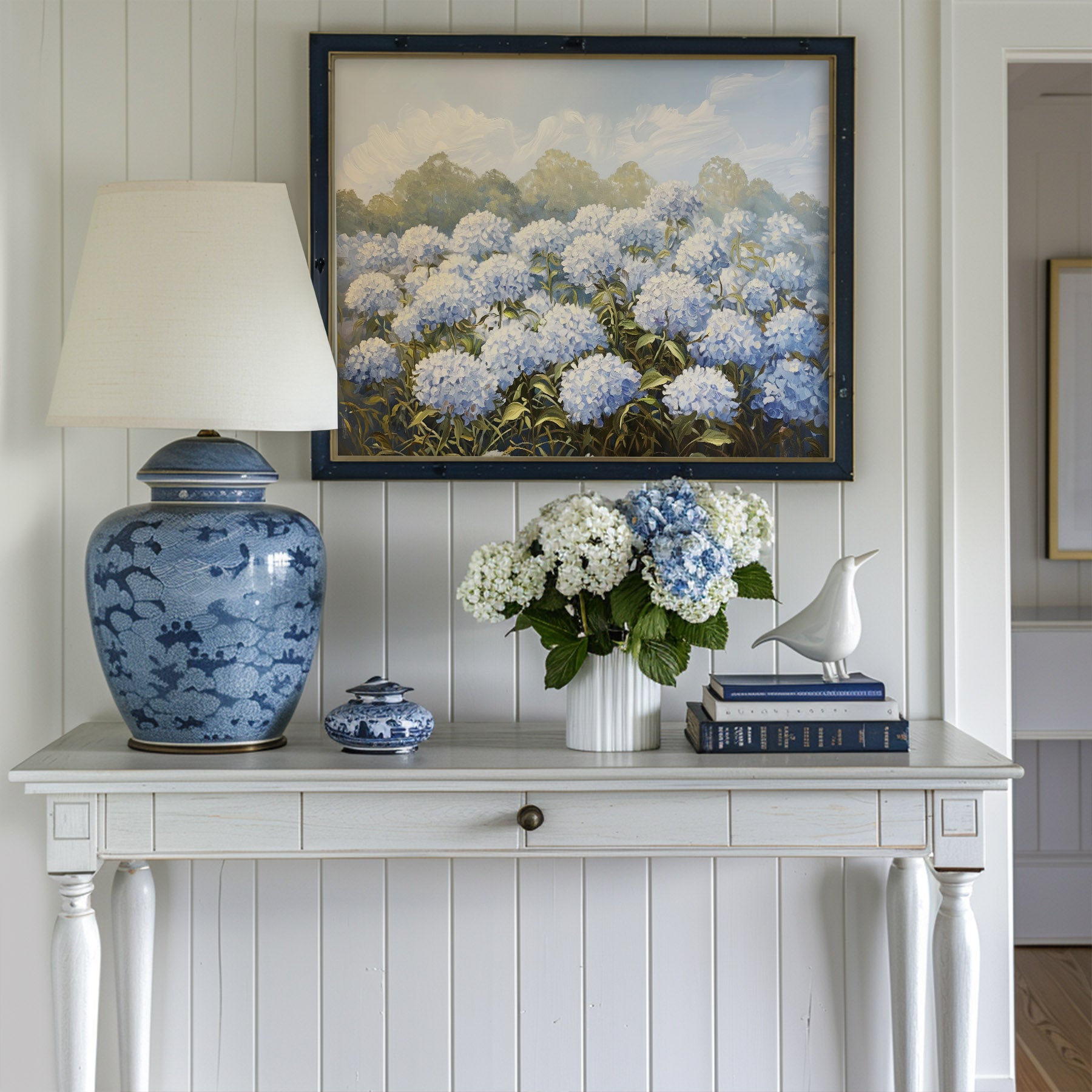 Blue Hydrangea Field Art Print – Paper House Print Shop