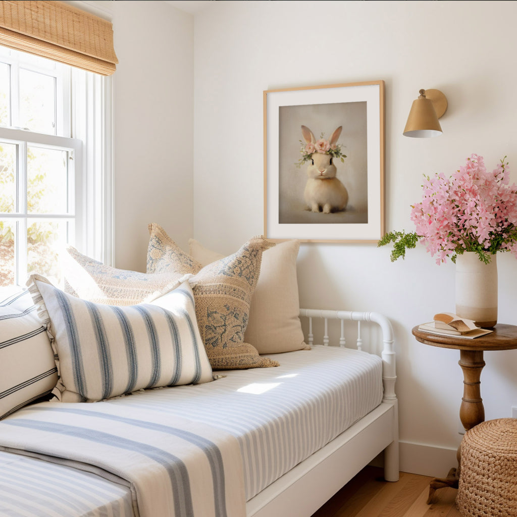 Floral Crown Spring Bunny Art Print – Paper House Print Shop
