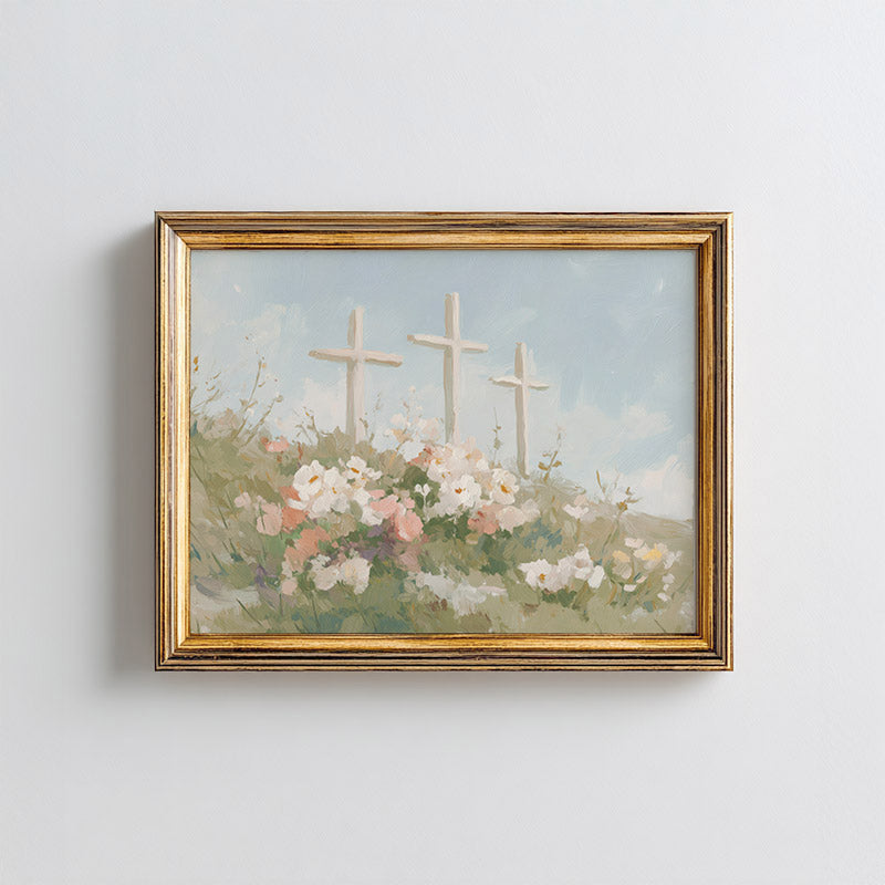 Three Crosses On Spring Hill Art Print – Paper House Print Shop