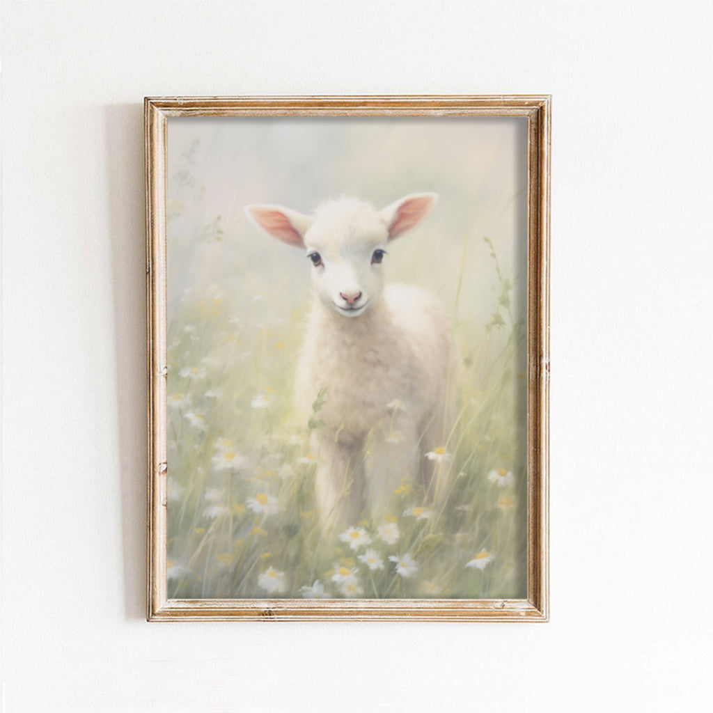Product Spring Print Pastel Spring Lamb With Greenery Background Art Print – Paper House ...