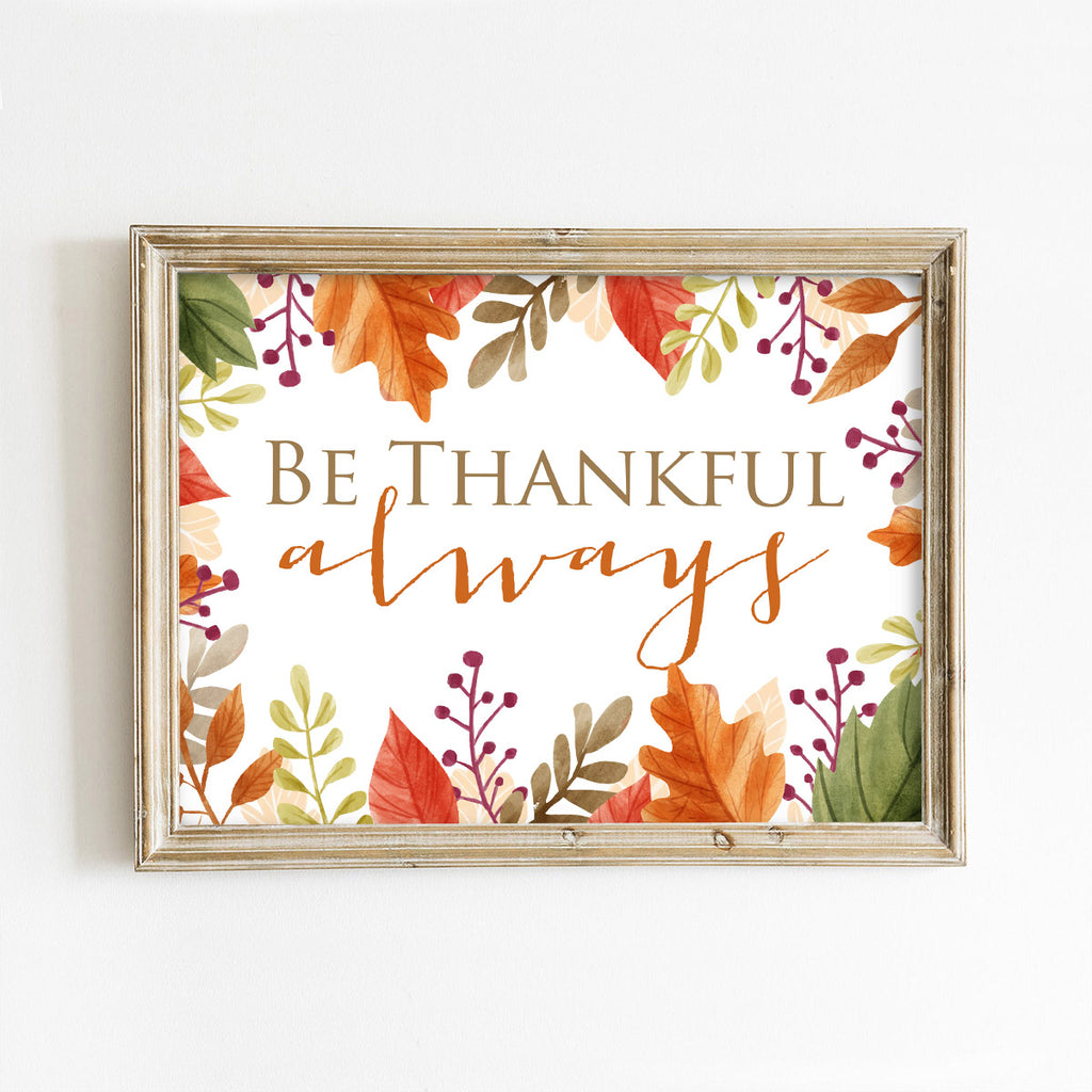 Fall Pattern Thankful Be Thankful Always Autumn Art Print – Paper House Print Shop