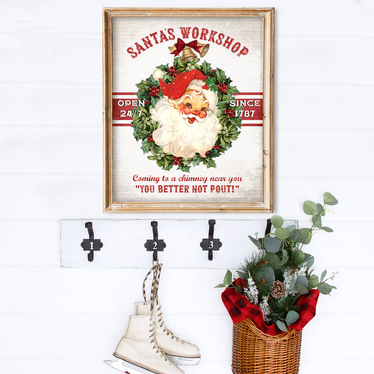 Retro Santa's Workshop Sign Christmas Art Print – Paper House Print Shop
