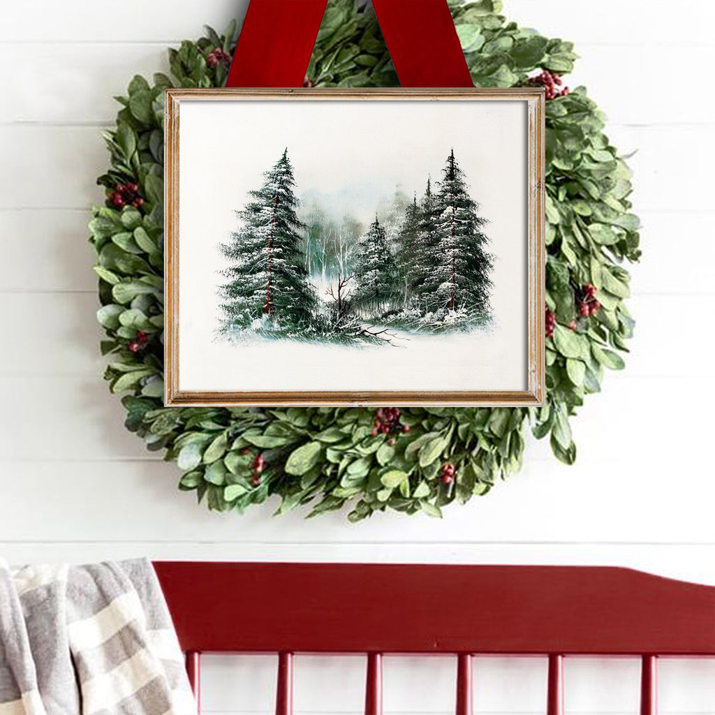 Vintage Christmas Snowy Fir Trees Painting Art Print – Paper House Print Shop vintage-christmas-snowy-fir-trees-painting-art-print-paper-house-print-shop